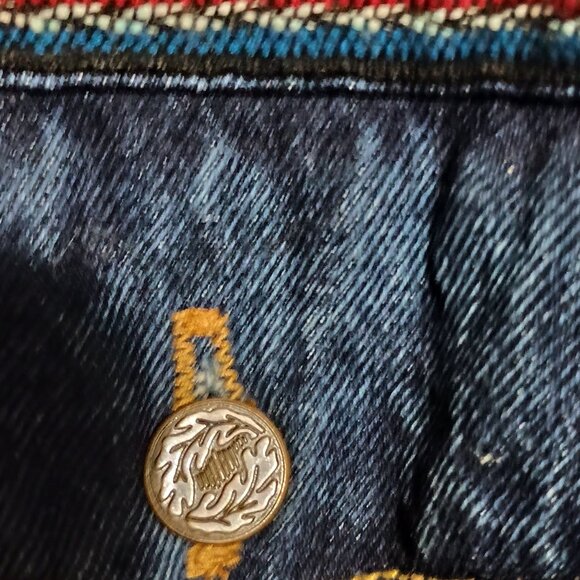 Maya Jones Import Women Blue Denim Jacket Size Large Southwest Aztec Design - Picture 12 of 15